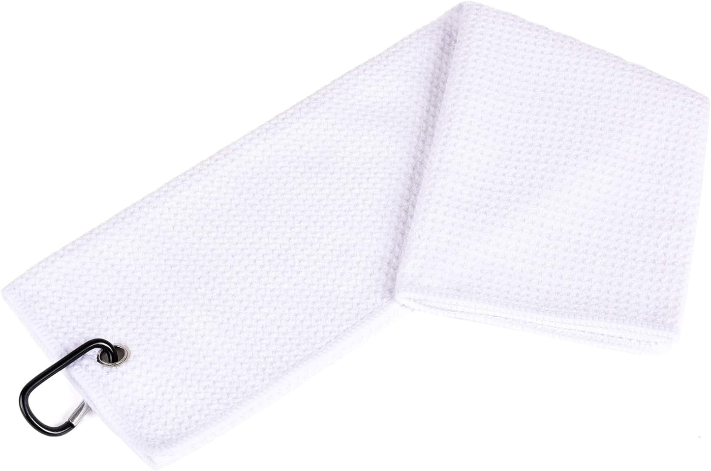 Mile High Life Microfiber Waffle Pattern Golf Towel | Club Groove Cleaner Brush | Foldable Divot Tool with Magnetic Ball Marker (White Towel/Brush/Fish Divot)