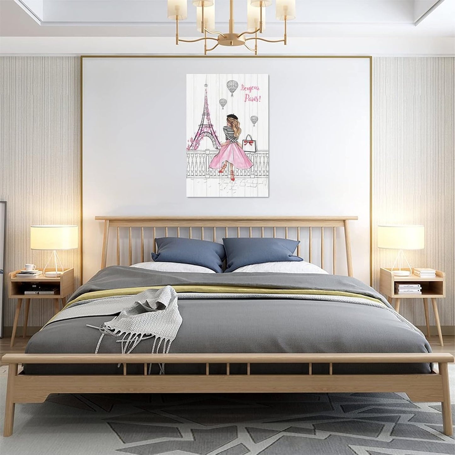 Pink Eiffel Tower Wall Art Romantic Paris Fashion Women Canvas Wall Decor Butterfly Eiffel Tower Picture Painting Print Modern Atwork For Girls Women Room Bathroom Office Framed Ready to Hang 16"x24"