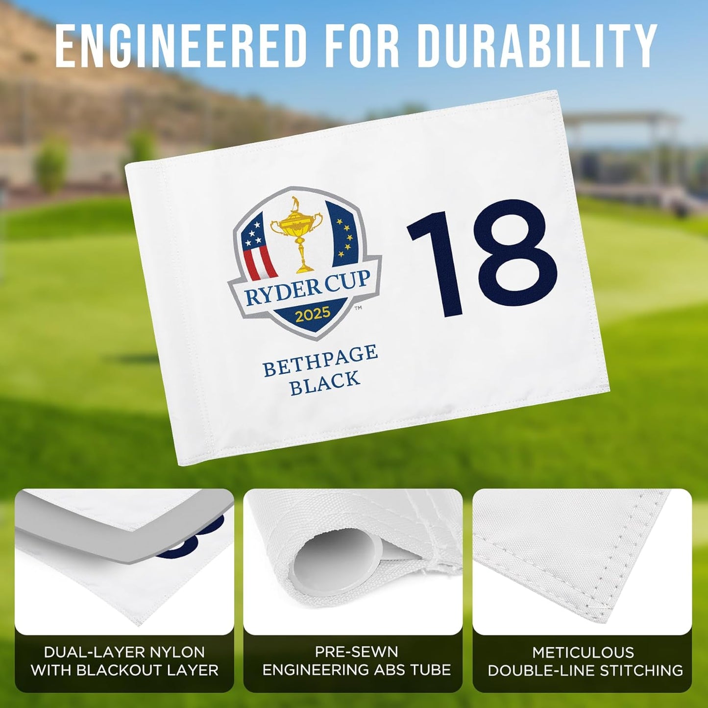 Standard Golf Flag The Ryder 2025, Tube Insert, 14x20 Inch 420D Nylon Dual-Sided Silk-Screen, Ideal for Practice Putting Green, Driving Range, Course, Club, 1-Pack