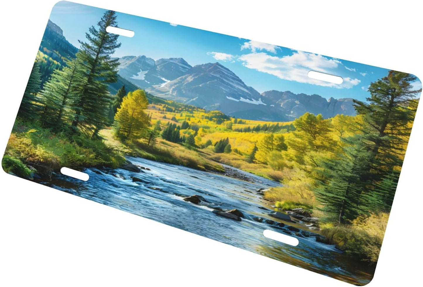 Forest River Blue Sky License Plate Funny Aluminum Front License Plates Decorative Waterproof Rust-Free Metal Car Plate Covers for Women Men Car Tag Accessories fit Truck SUV Rv 12 X 6 Inch