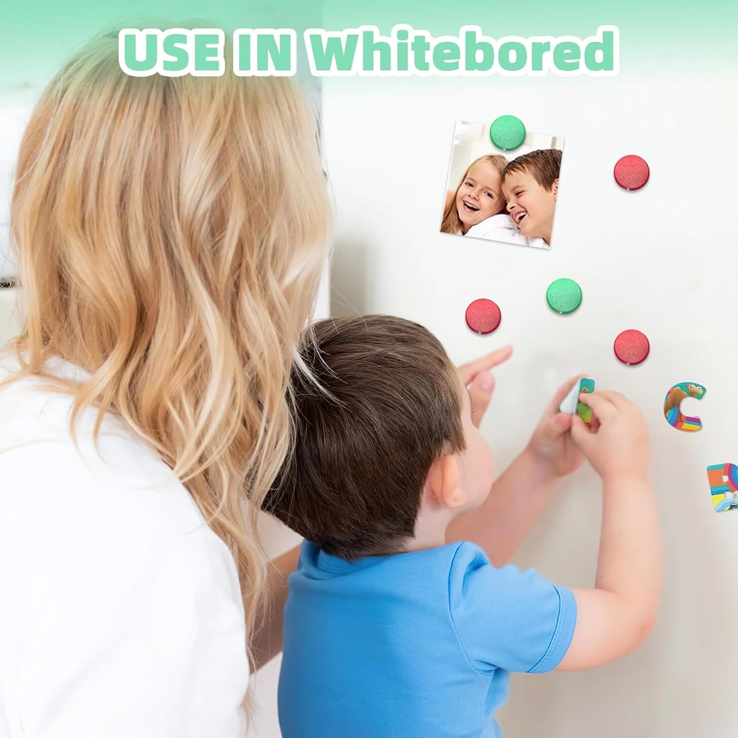 Qualsen Fridge Magnet, 50 Pack Refrigerator Magnets, Heavy Duty Magnet Whiteboard, Locker Magnets, Office Magnets (Green+Red)