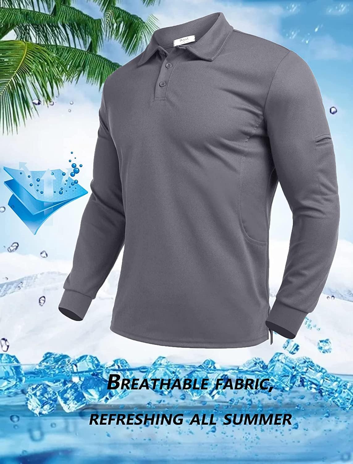 Deyeek Men's Polo Shirts Long Sleeve Golf Polo Shirts for Men Quick Dry UPF 50+ Sun Protection Polos Casual Collared Shirts