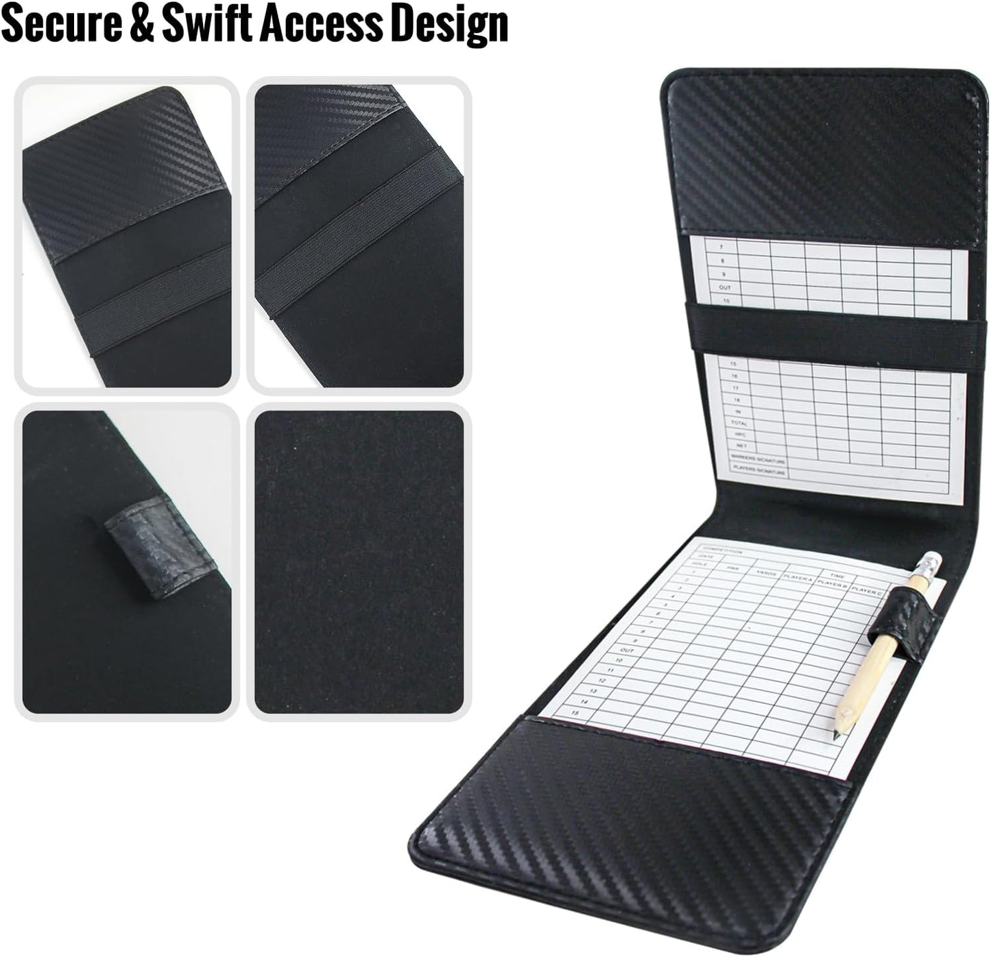 Leather Golf Scorecard Holder: USA Genuine Crazy Horse Leather Golf Yardage Book Cover with 1 Scorecard 1 Pencil Golf Notebook Back Pocket Cool Golf Gifts for Him Golfers Men