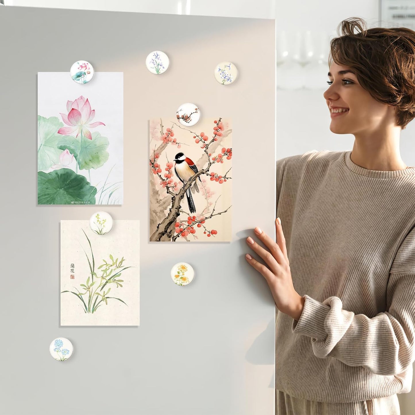 MORCART 16PCS Fridge Magnets Art Magnets Decoration for Refrigerator Locker Whiteboard Decorative Magnetic Board Cabinets Classroom Office Cubicle School Cute