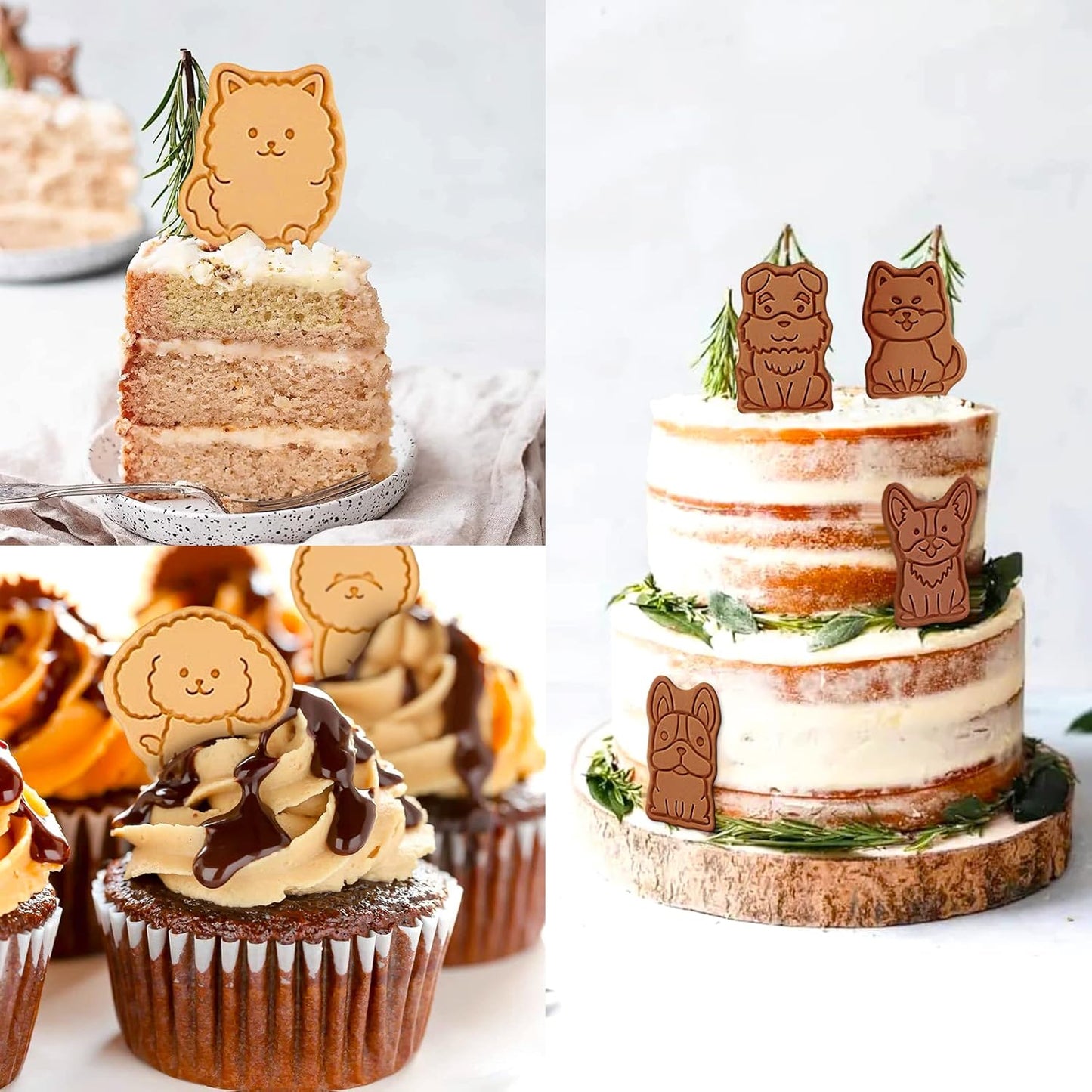 Dog Cookie Cutters Set, 8 Pcs Puppy Cookie Cutter with Plunger Stamps, Cute Cookie Cutters for DIY Biscuit Dog Snacks Cheese Baking