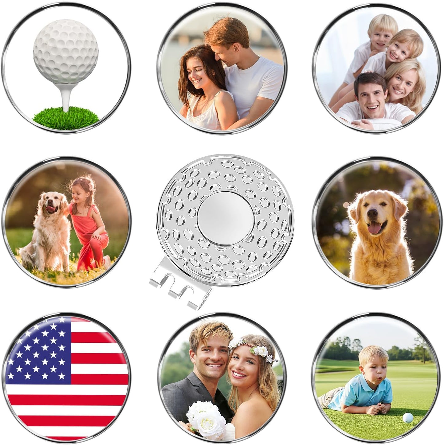 Custom Golf Ball Markers & Golf Divot Tool Gift Set, Personalized Magnetic Ball Marker Hat Clips, Golf Divot Repair Tool, Premium Golf Gifts for Golfers