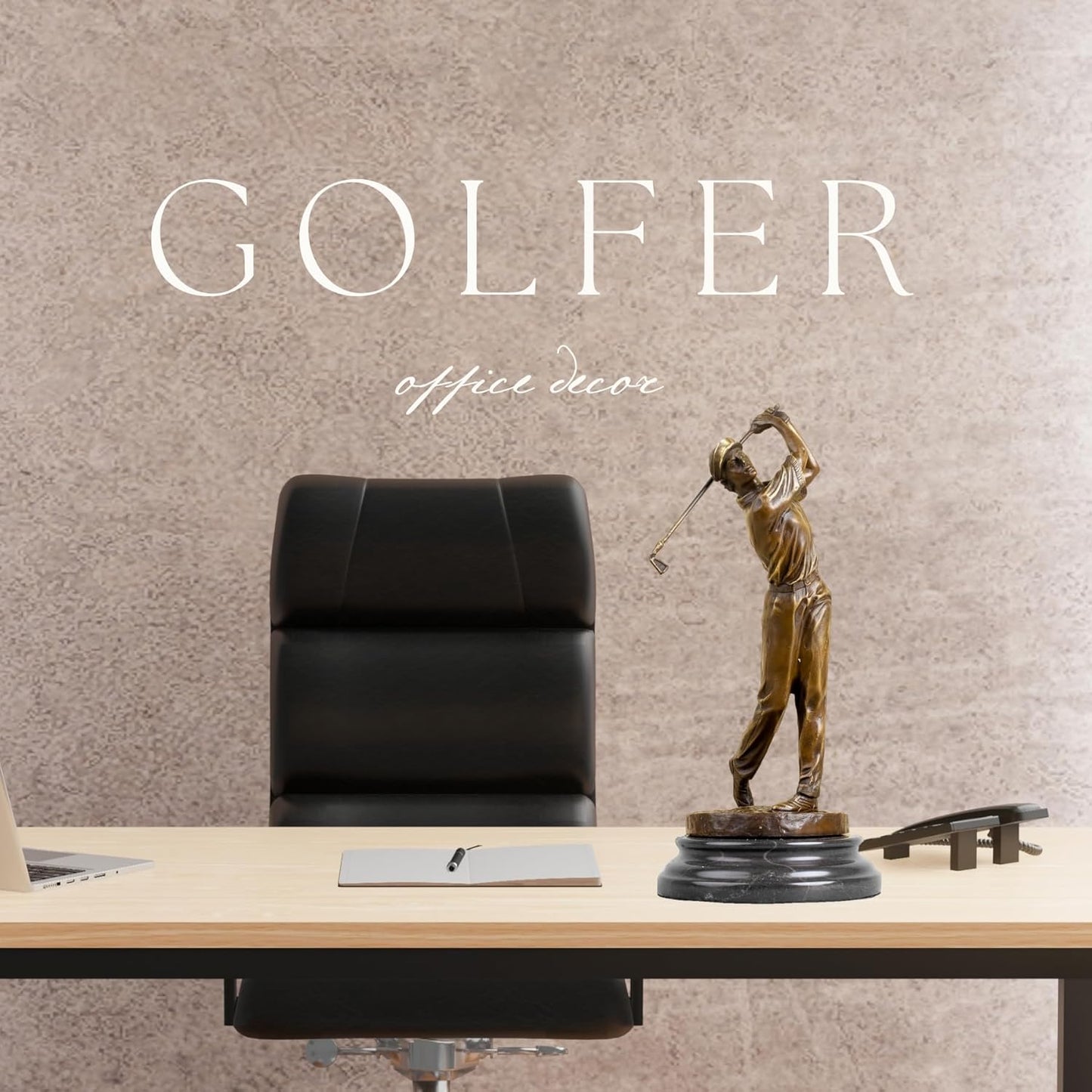 13.2" Bronze Golfer Statue, Golf Figurines Bronze Statues and Sculptures Handmade Art Collectible for Home Office Decor