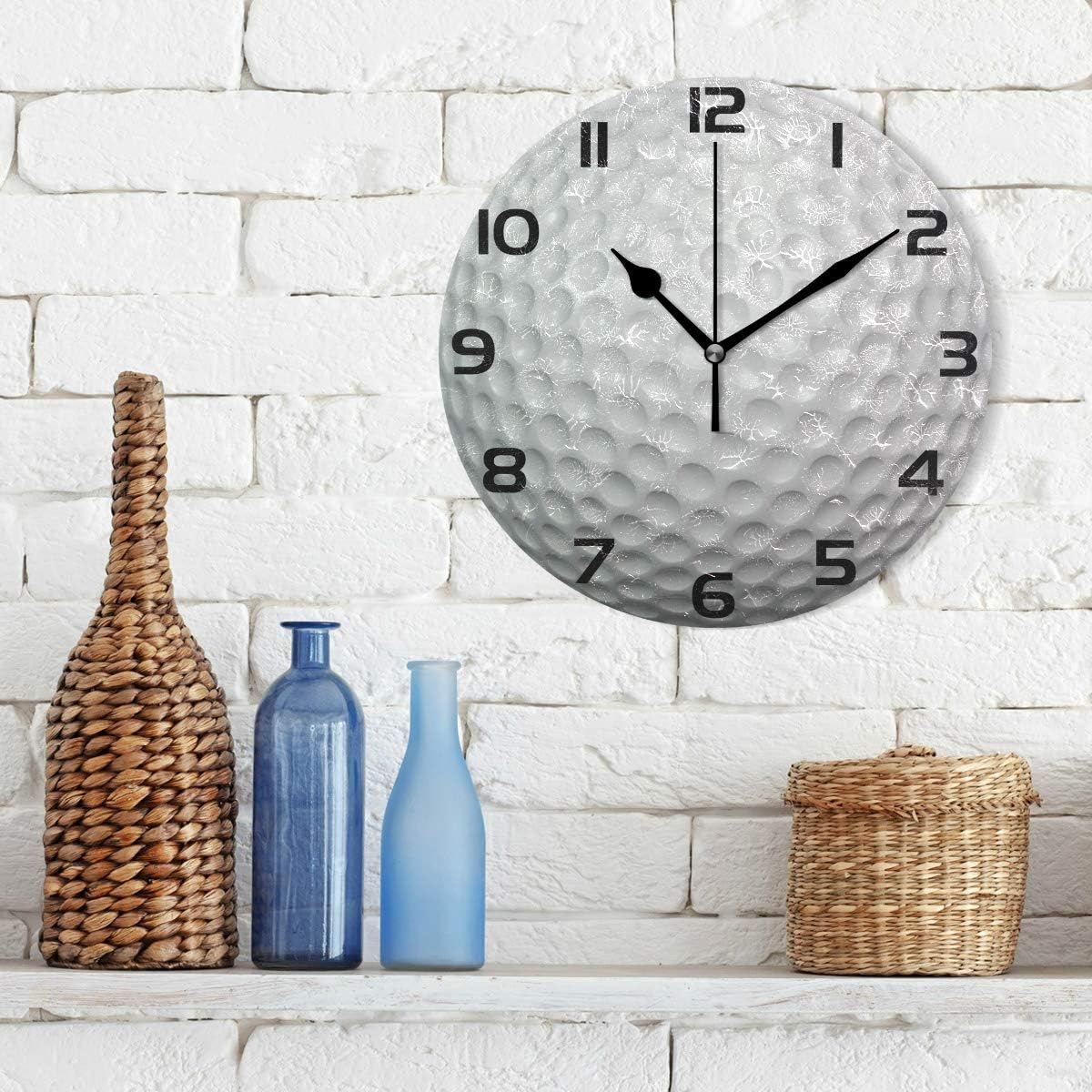 ALAZA Golf Ball Clock Painted Silent Non-Ticking Round Wall Clock Home Art Bedroom Living Dorm Room Decor