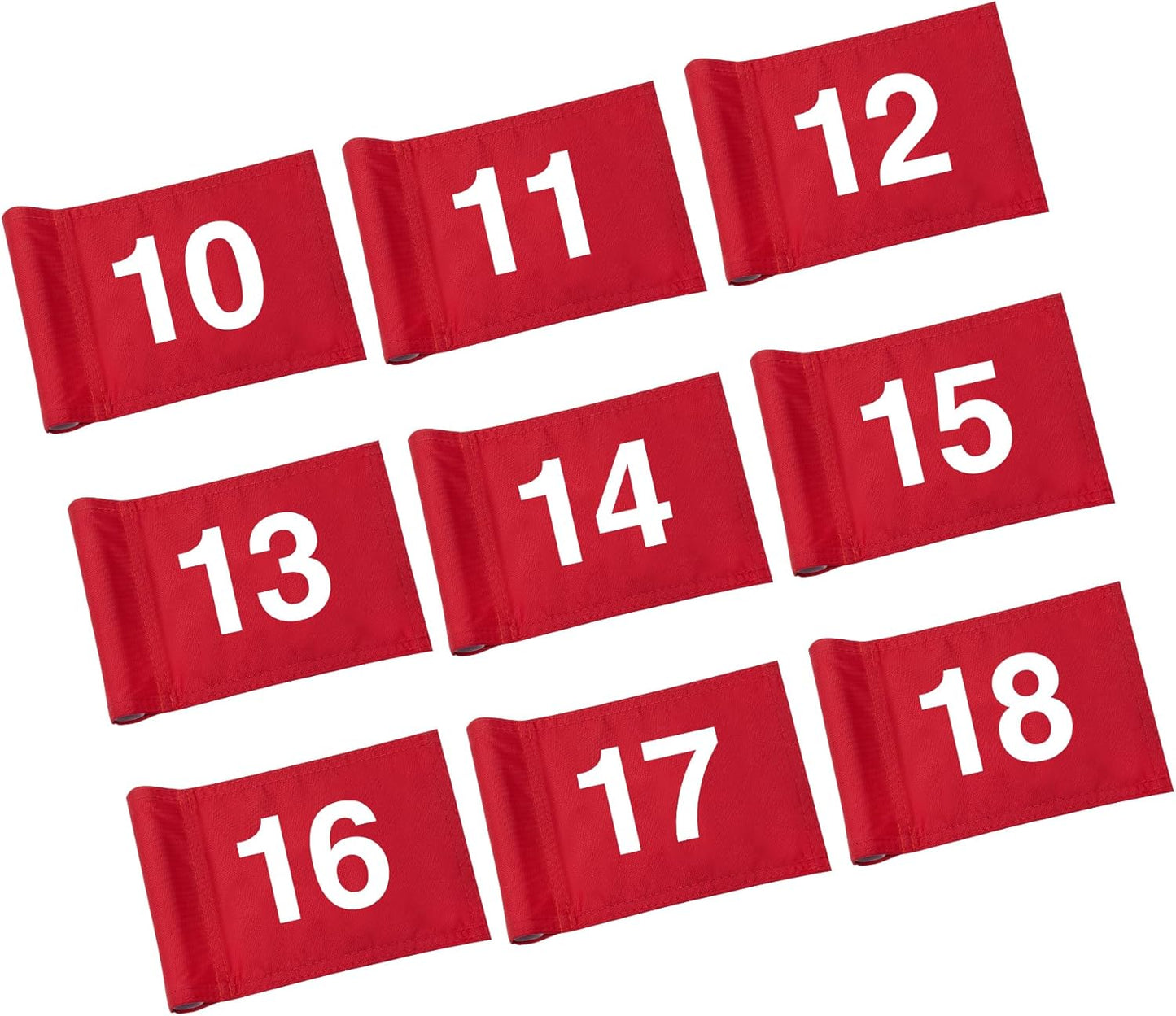 KINGTOP Numbered Golf Flag All 8x6 Inch – Upgraded Dual-Layer 420D Nylon, Double Sided Printing, Tube Inserted – Mini Practice Putting Green Flags for Yard