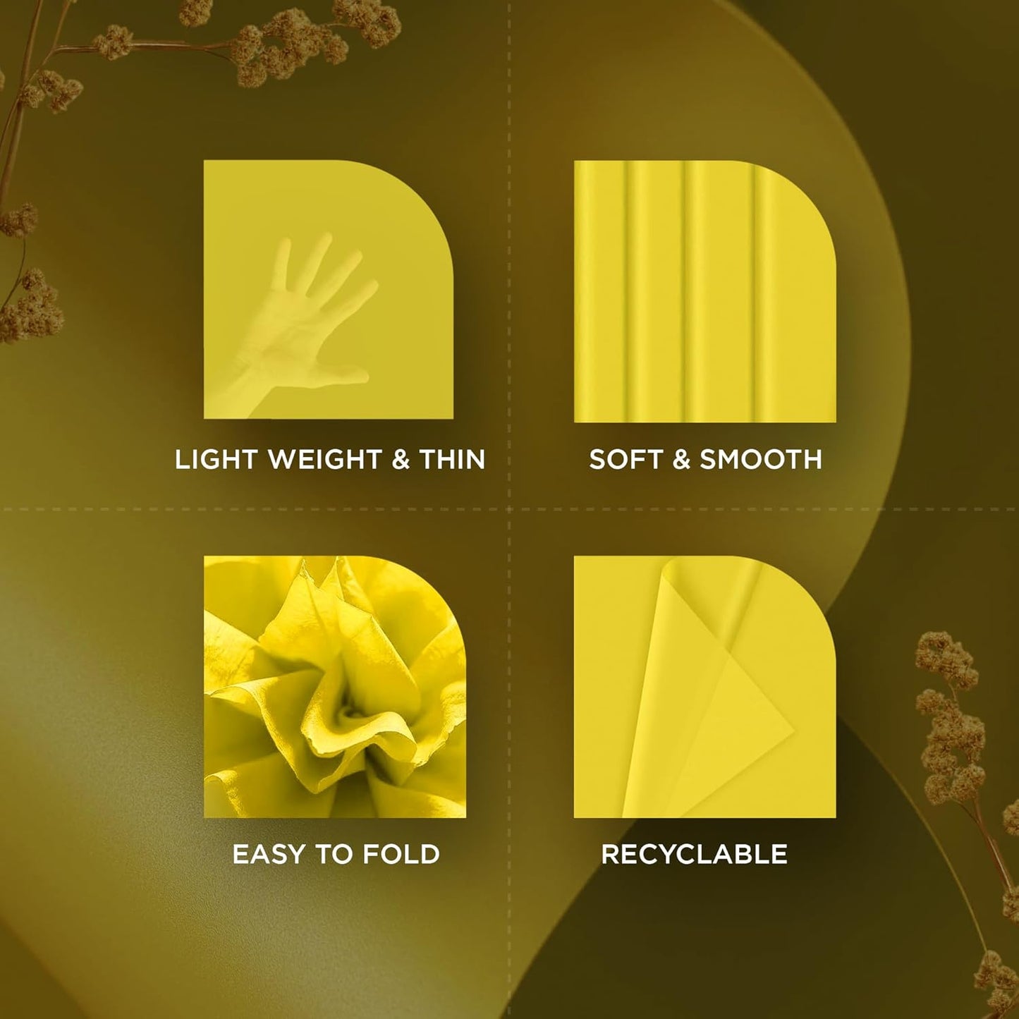 SANZIX 150 Sheets Yellow Tissue Paper for Gift Bags Bulk 14x20 Inch - Yellow Christmas Wrapping Paper for Gifts Wrap, Bouquet, Wedding, Birthday, DIY, Holiday, Thanksgiving & Christmas Decorations