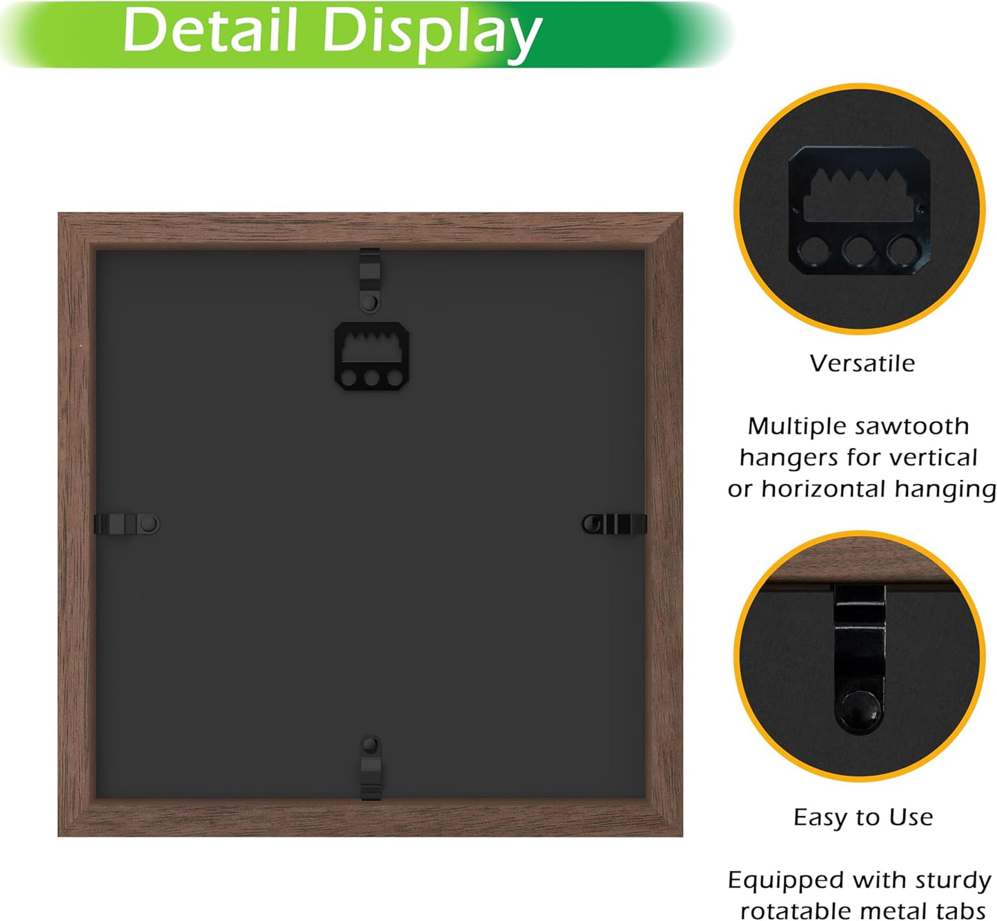 FrameWorks 8” x 8” Dark Oak Wooden Shadow Box Frame – Display Case with Soft Felt Back, Memory Box with Tempered Glass, Display Box with Elegant White Ball Push Pins, Wooden Flower Box
