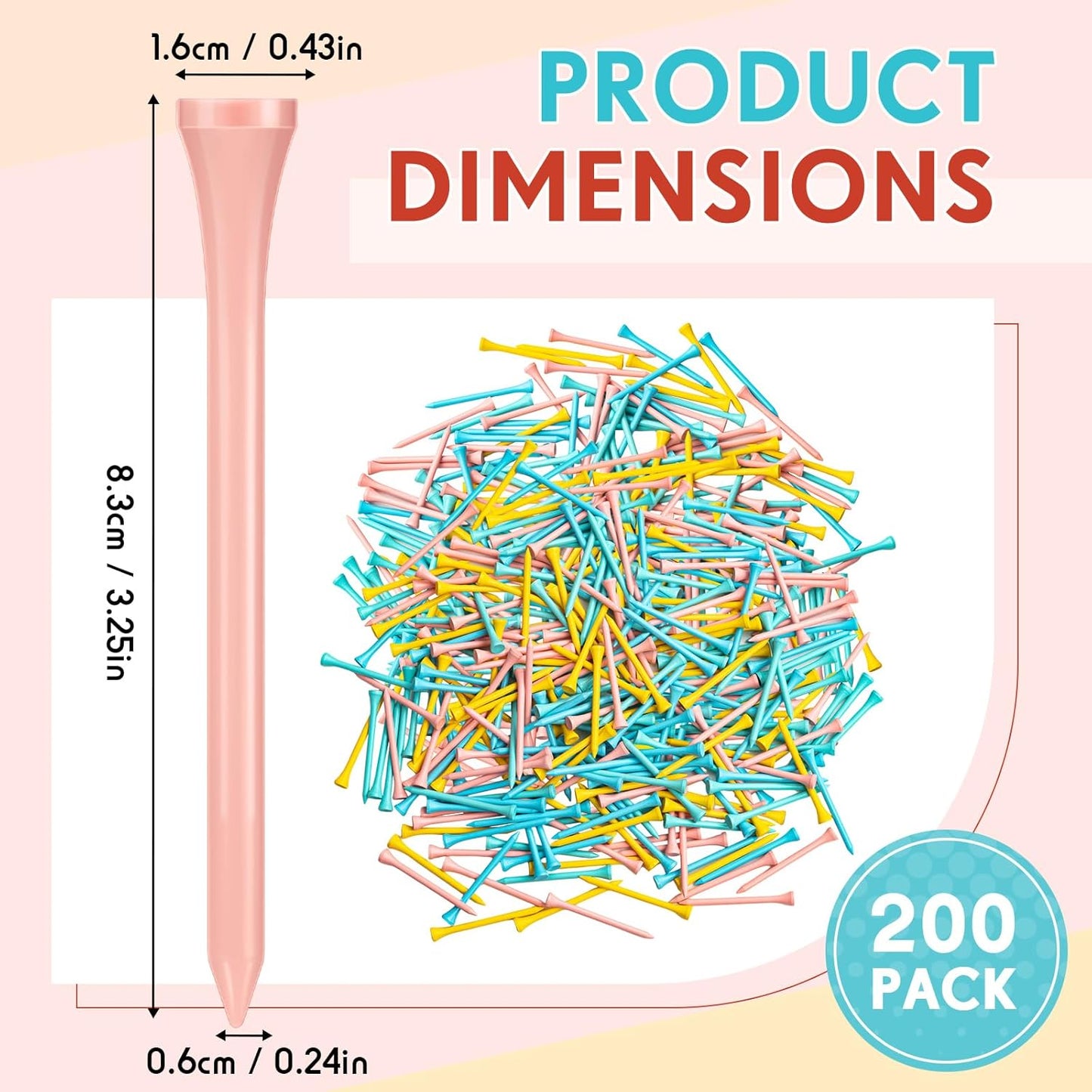 Jenaai 200 Pcs Golf Tees Bamboo Golf Tees Professional Golf Tees Bulk for Women Golf Club Accessories