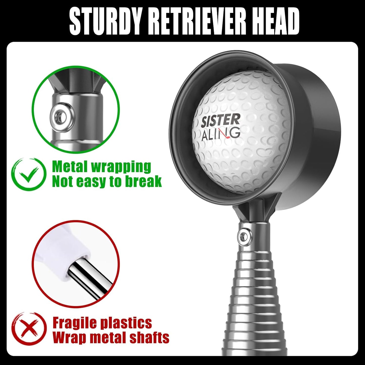 9ft/12ft Water Telescopic Golf Ball Retriever，Classic and Durable Stainless Steel Picker Upper, The Best Accessory Gift for Men and Women Golfers.