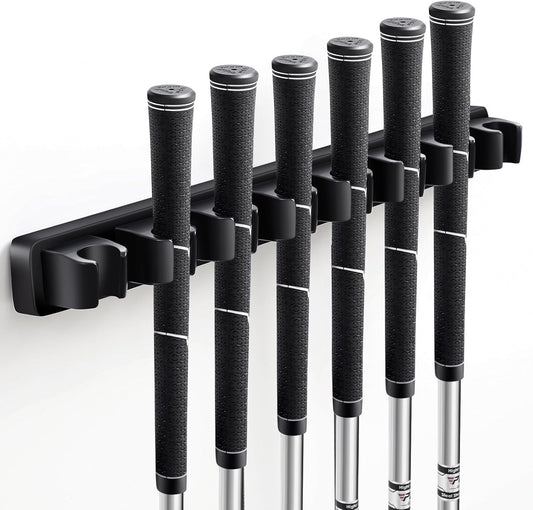 Wooden Golf Club Holder Wall Mount Golf Club Rack Hanger Organizer for Wall Display Garage Putters with Screws, Grip up Type