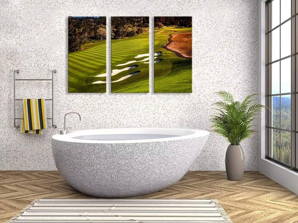 USA California Golf Course Canvas Wall Art for Living Room Bedroom Bathroom Home Decorations Golf Artwork Canvas Prints Modern Framed Artwork Ready to Hang(12''W x 24''H x3)