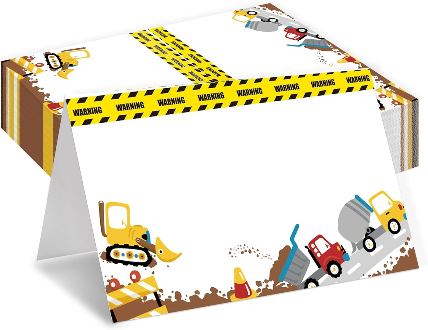 Construction Place Cards, Dump Truck Table Place Cards For Table Setting, Engineering Car Name Cards For Birthday Party Baby Shower Dinner Wedding, 25 Cards Included -02
