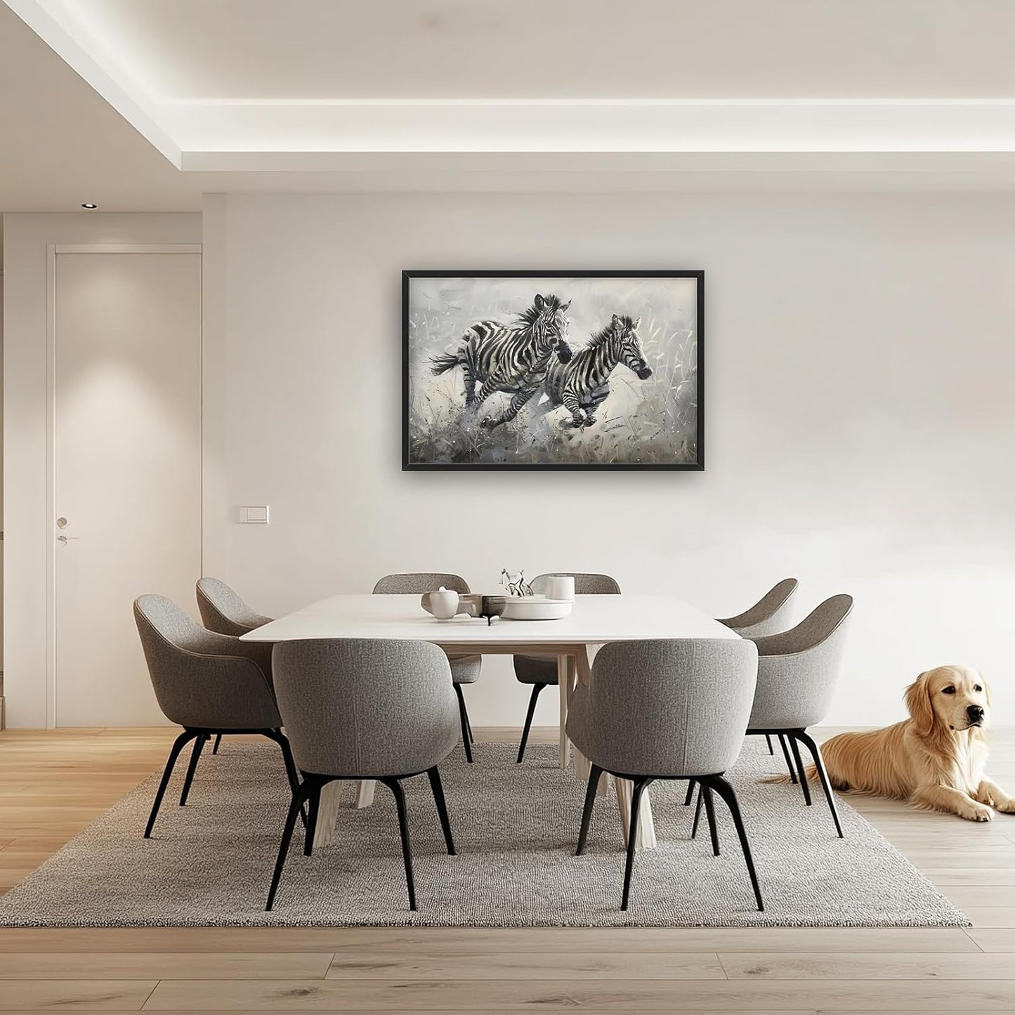 Large Country Zebra Framed Wall Art for Living Room African Zebra Pictures Canvas Wall Decor Print Painting Artwork Modern Home Decorations for Bedroom Office 36x24 inch