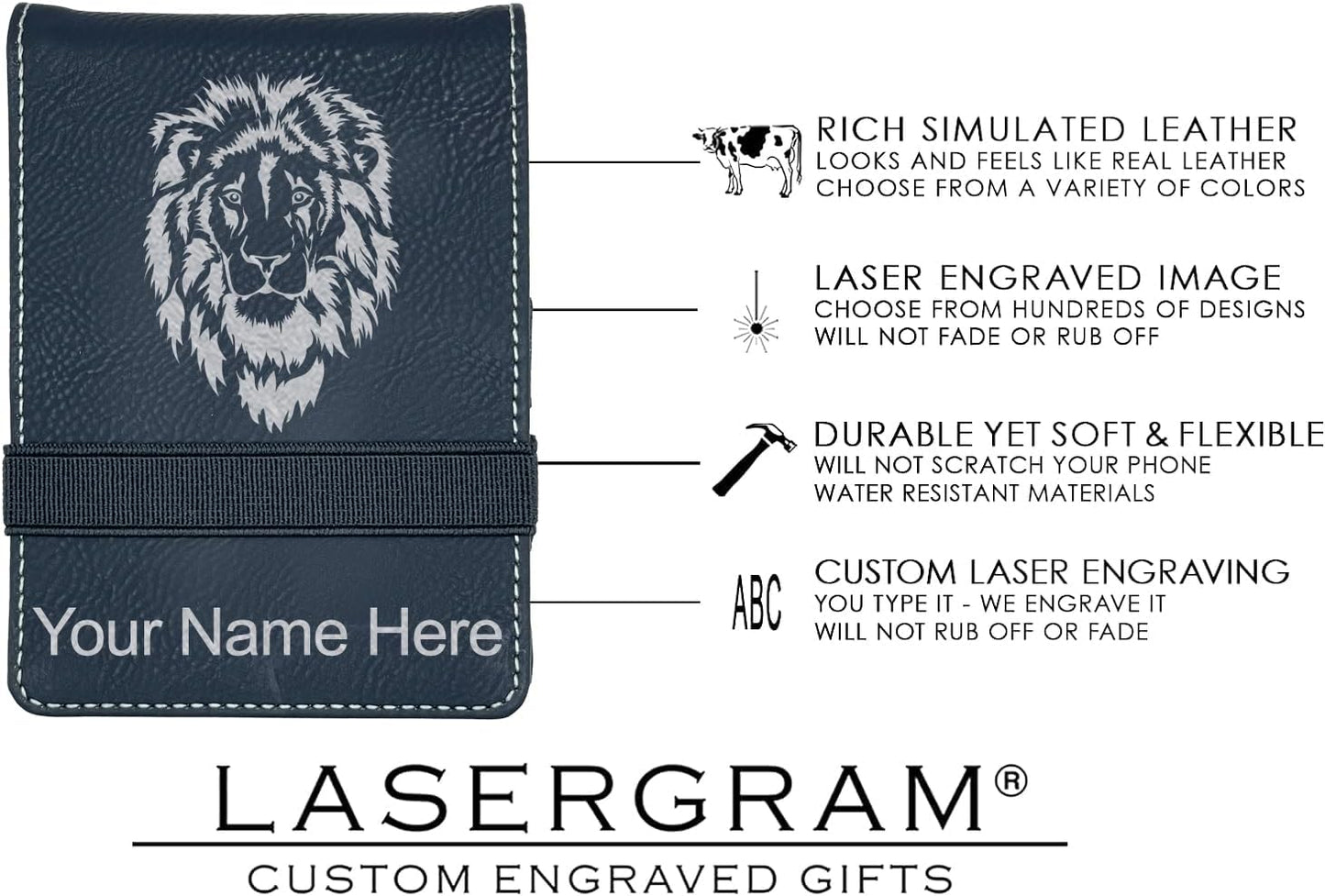 LaserGram Mini Padfolio with Notepad and Pen, Golfer Golfing, Personalized Engraving Included (Black with Silver)