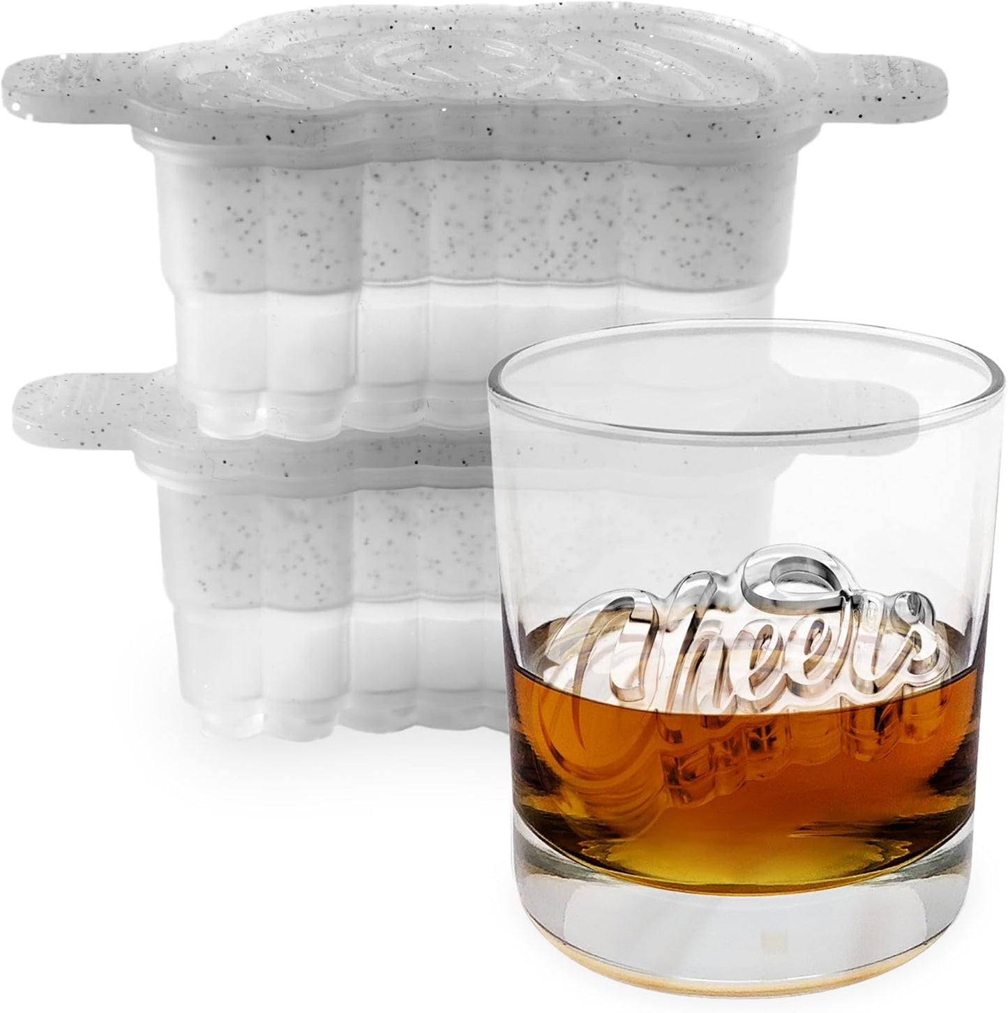 Tovolo Cheers Shaped Ice Molds, Set of 2 - Large Cheers Ice Mold Gift - Unique Ice Mold Chills Drinks - Odor-Free Freezer Storage, Dishwasher-Safe with Silicone Plunger