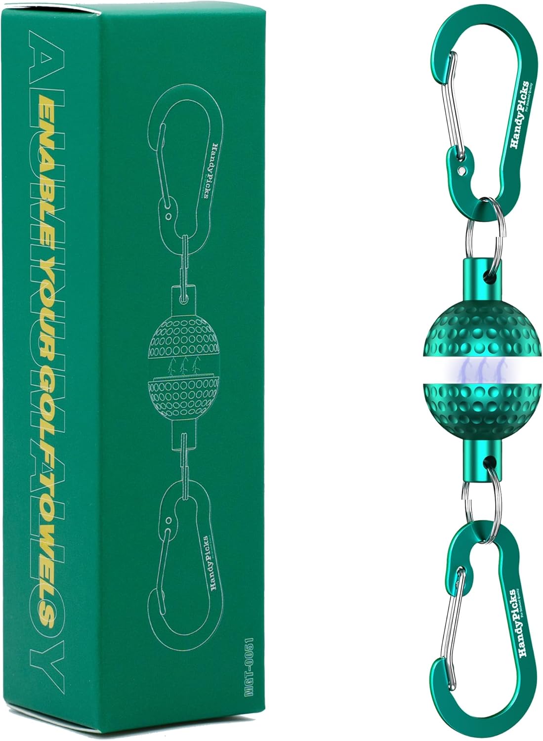 Handy Picks Magnetic Clip for Golf Towels, Original Mini Golf Ball Design, Industrial Neodymium Magnet for Strong Hold to Cart or Clubs, Essential Golf Accessory for Golf Lovers