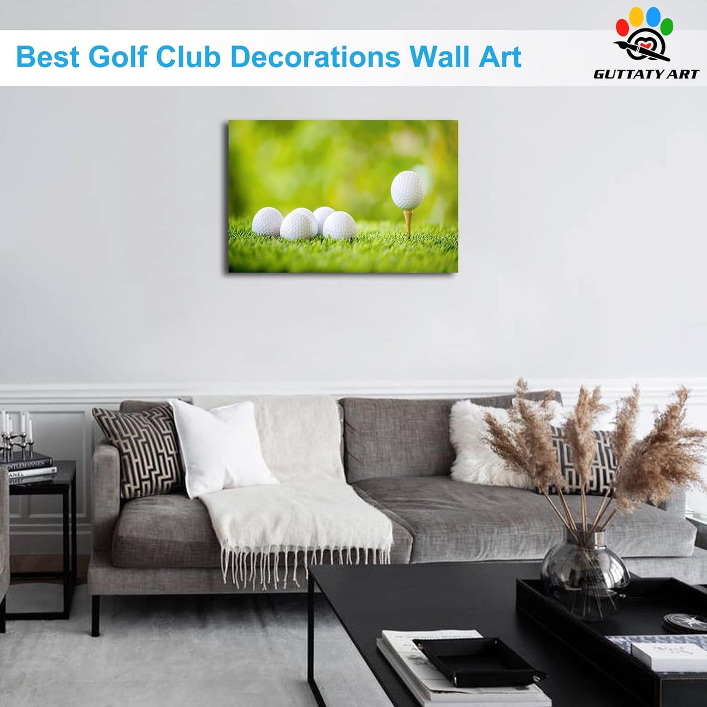Canvas Wall Art, Golf Wall Art Painting Prints for Living Room Wall Decor, Golf Balls Close Up Detail Poster Picture for Bedroom Decor, Framed Artwork for Office Home Decoration 12x18 Inches