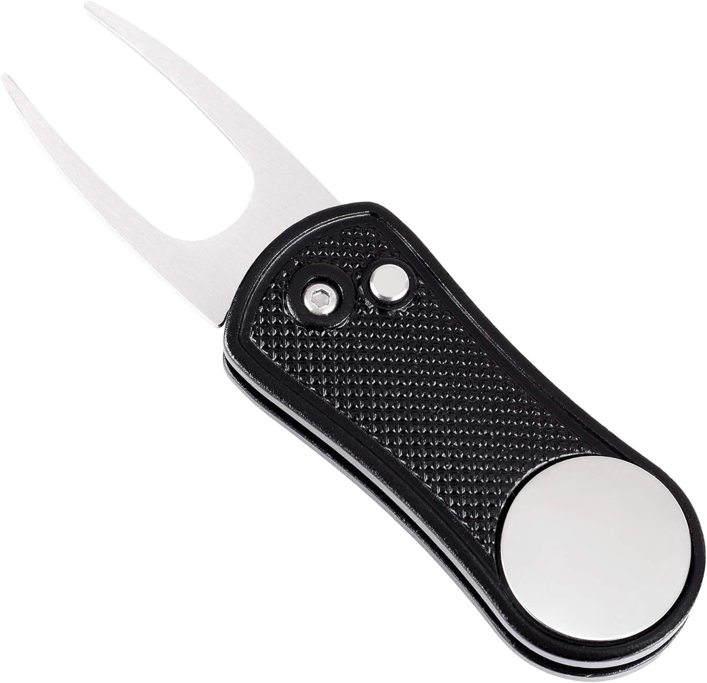 Mile High Life Golf Divot Repair Tool, All Metal Foldable Divot Tool with Pop-up Button & Magnetic Ball Marker