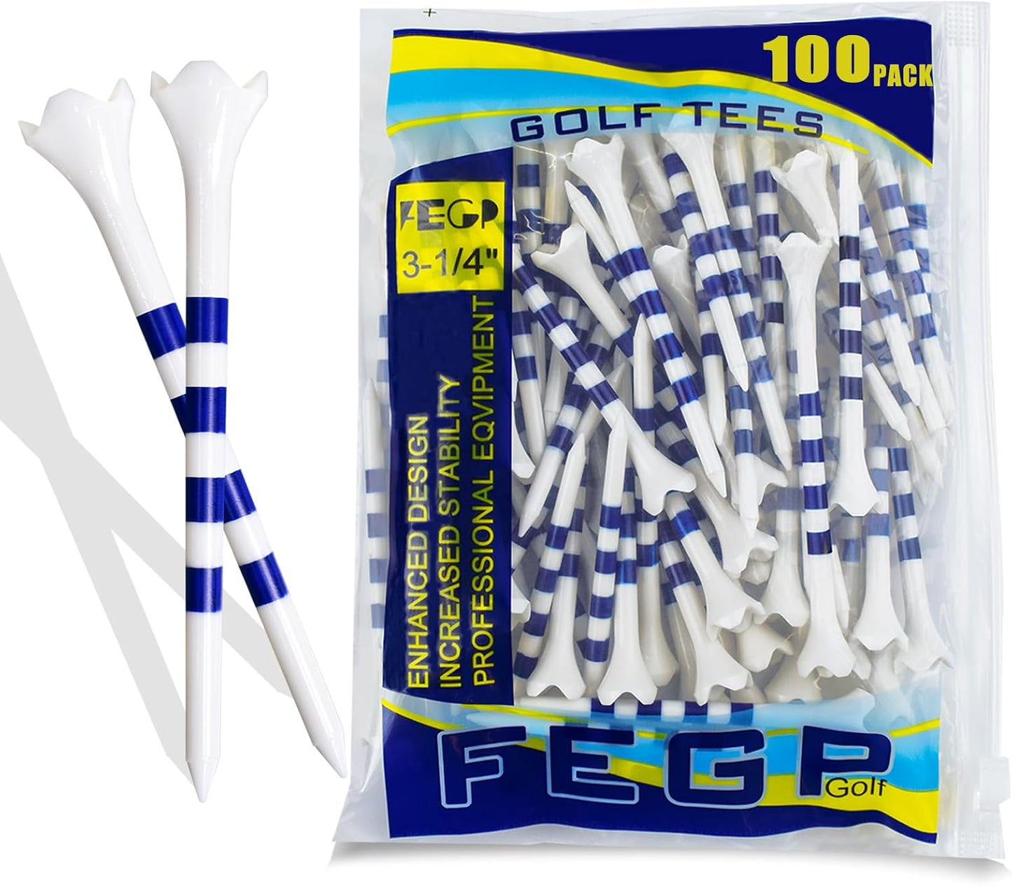 Golf Tees3 1/4" -100 Pack, Plastic Golf tees 3 1/4 inch 4-Prong Long Plastic Tees – Reduce Friction&Side Spin,Enhanced Durability & Stability,Also able to Work with a Variety of Drivers, hybrids.