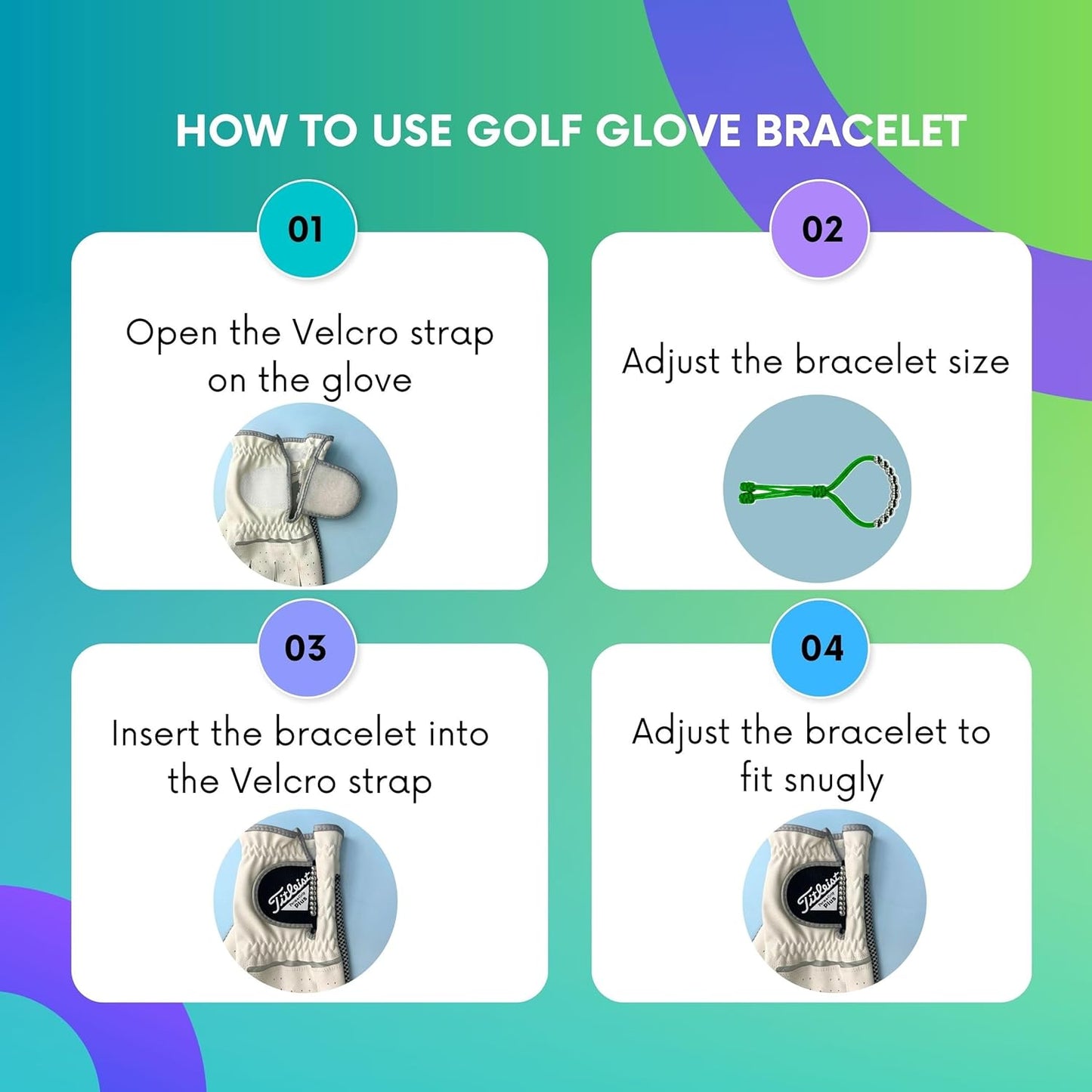 LAMIBEE Pack of 2 Golf Glove Bead Stroke Counter, 10 Stainless Steel Beads Score Counter for Gloves, Stroke Count Resizable Easy to Adjust Golf Round Scoring Tracker Accessory