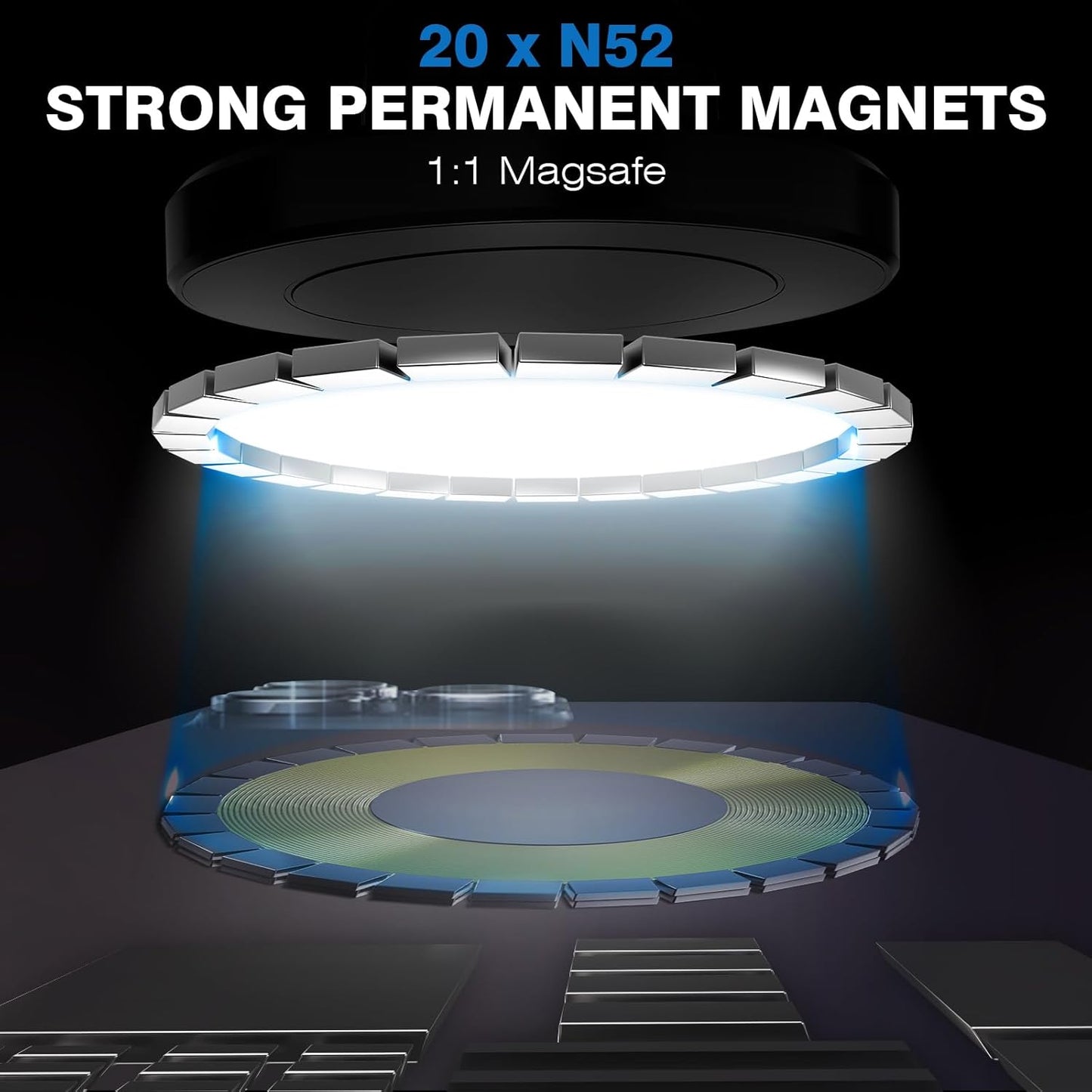 Magnetic Golf Cart Phone Holder, Universal Square Post and Cylinder, Aluminum Metal Golf Phone Holder for MagSafe iPhone and Android Phones