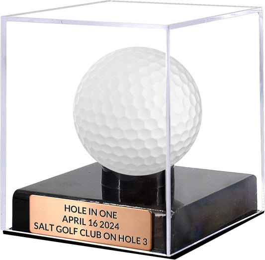 Custom Golf Ball Display Case Acrylic Golf Ball Holder Case Laser Engraved Plaque Showcase Your Cherished Golf Ball Memorabilia (Pink Gold)