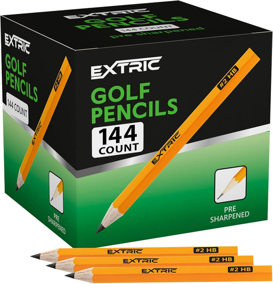 EXTRIC Golf Pencils, HB #2, Pre-Sharpened, 3.5 Inch, Wood-Cased, 144 Count, Ideal for Classroom, Schools, Offices