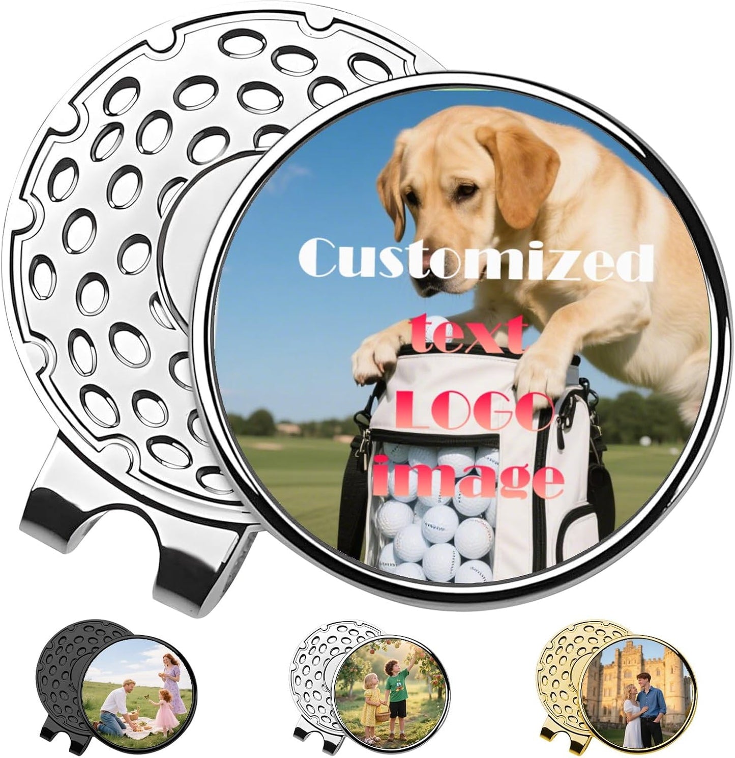 Custom Golf Ball Marker with Magnetic Hat Clip, Personalized Golf Ball Marker Hat Clip, Personalized Hat Clip Ball Marker with Photo, Logo, Name, Unique Gift for Golfers, Dad, Mom, Coach