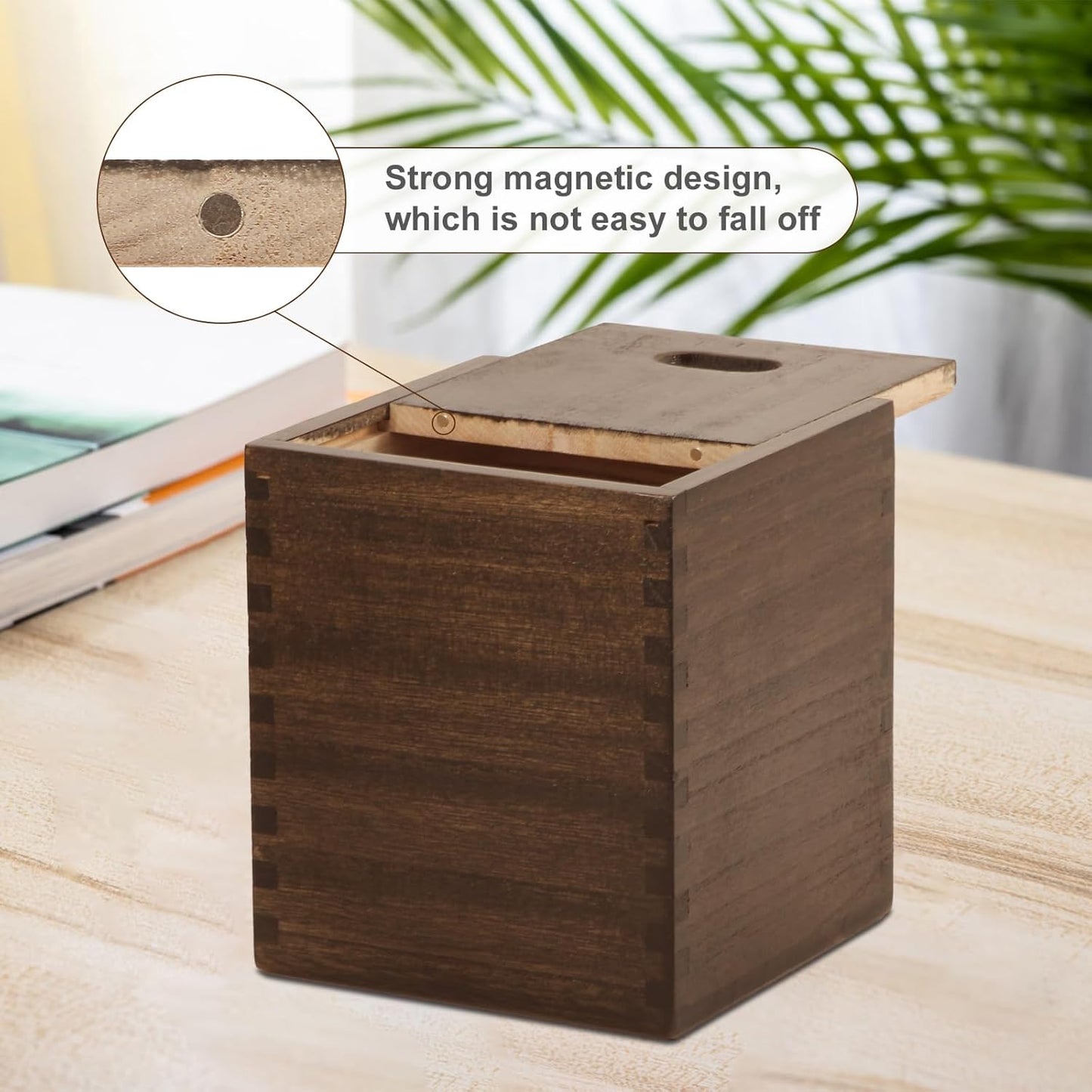 Paulownia Wood Tissue Box Cover with Slide-Out Bottom - Square Cover for Bathroom, Bedroom, Dinner Table