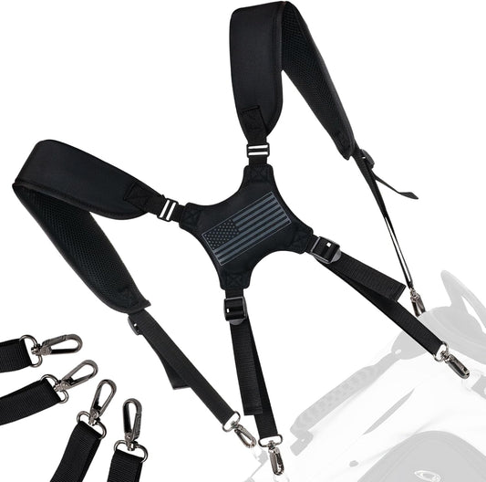 Golf Bag Straps, Universal Replacement Double Shoulder Shoulder Straps, Sailcloth Golf Bag Carry Strap USA Flag