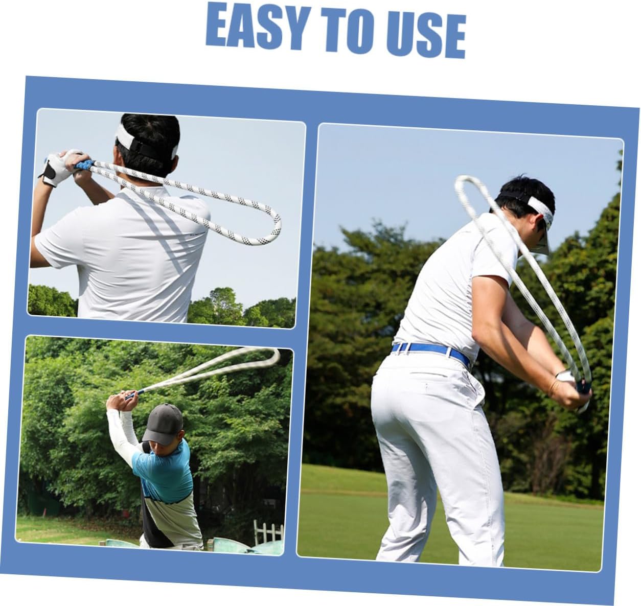 Golf Swing Trainer Power Rope for Improved Swing Speed and Rhythm Portable Golf Training Equipment for Indoor Outdoor Use White Swinging Practice Aid for All Levels