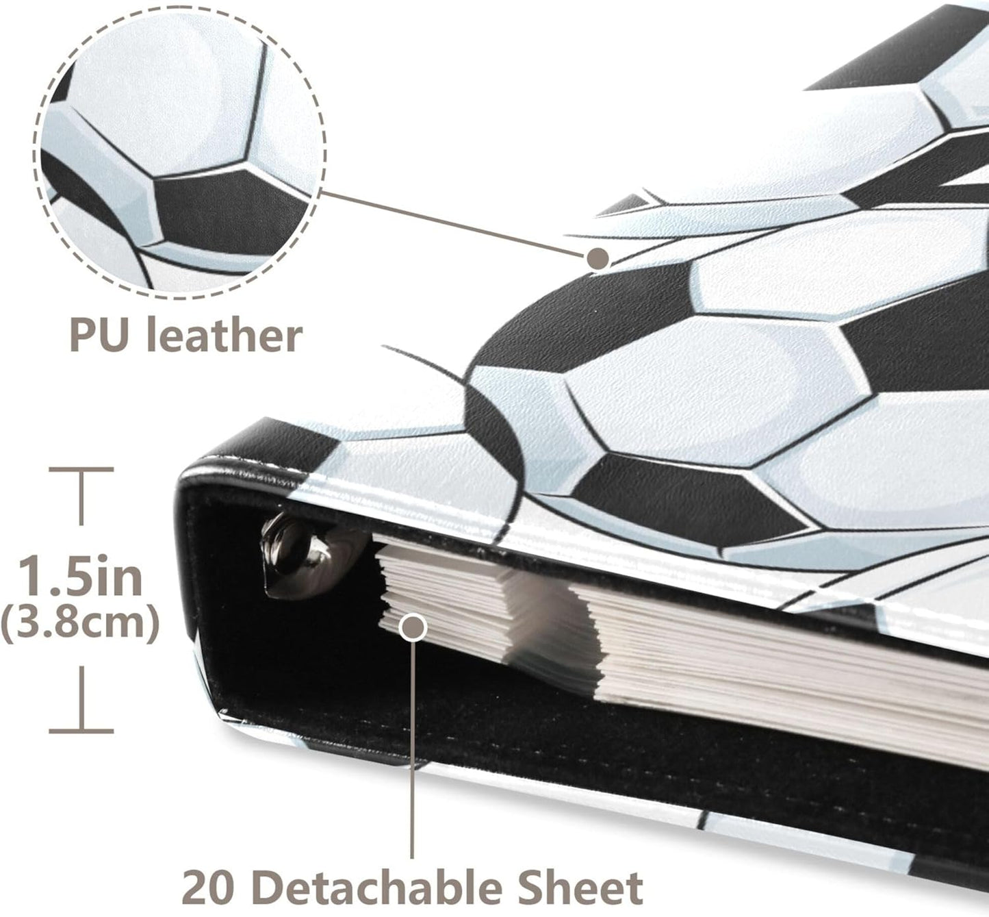 Fisyme Football Soccer Photo Album Self Adhesive DIY Scrapbook Album for 2x3 4x6 5x7 6x8 Pictures 20 Pages Memory Book for Family Wedding