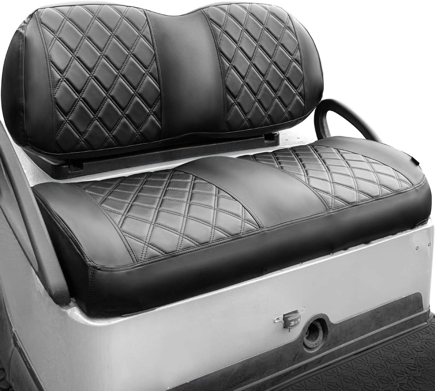 NOKINS Golf Cart Vinyl Diamond Seat Covers kit, Fit Club Car Precedent/Tempo/Onward Premium Front Seat Cushion, Soft/Scratch-Resistant/No Stapler Needed
