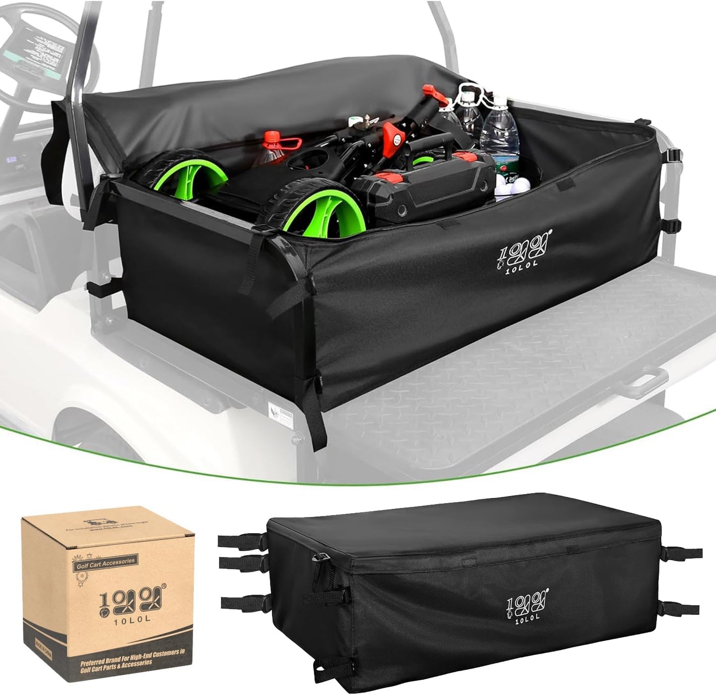 10L0L 4-Passenger Golf Cart Storage Bag,Cargo Bag with Zipper,Strong Buckle,Expand Space for Yamaha,Club Car, EZGO Back Seat Storage