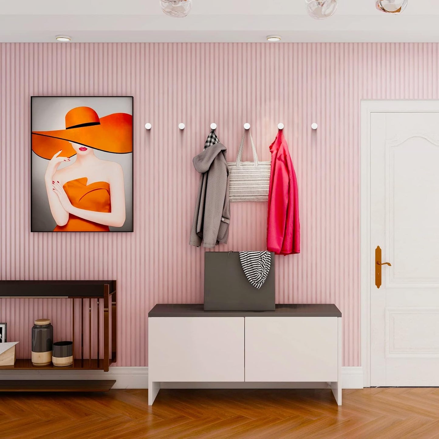 12 Pack Wood Wall Hooks, Modern Decorative Coat Hooks Wall Mounted, Handmade White Hat Hooks Heavy Duty Entryway Wall Hangers for Hanging Towels Robes Purses (White)