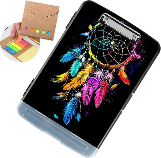 Clipboard with Storage - Large Capacity,Nursing Clipboard with Pen Holder,Heavy Duty,Plastic Side-Opening Folder for Teacher,Nurse - Dream Catcher