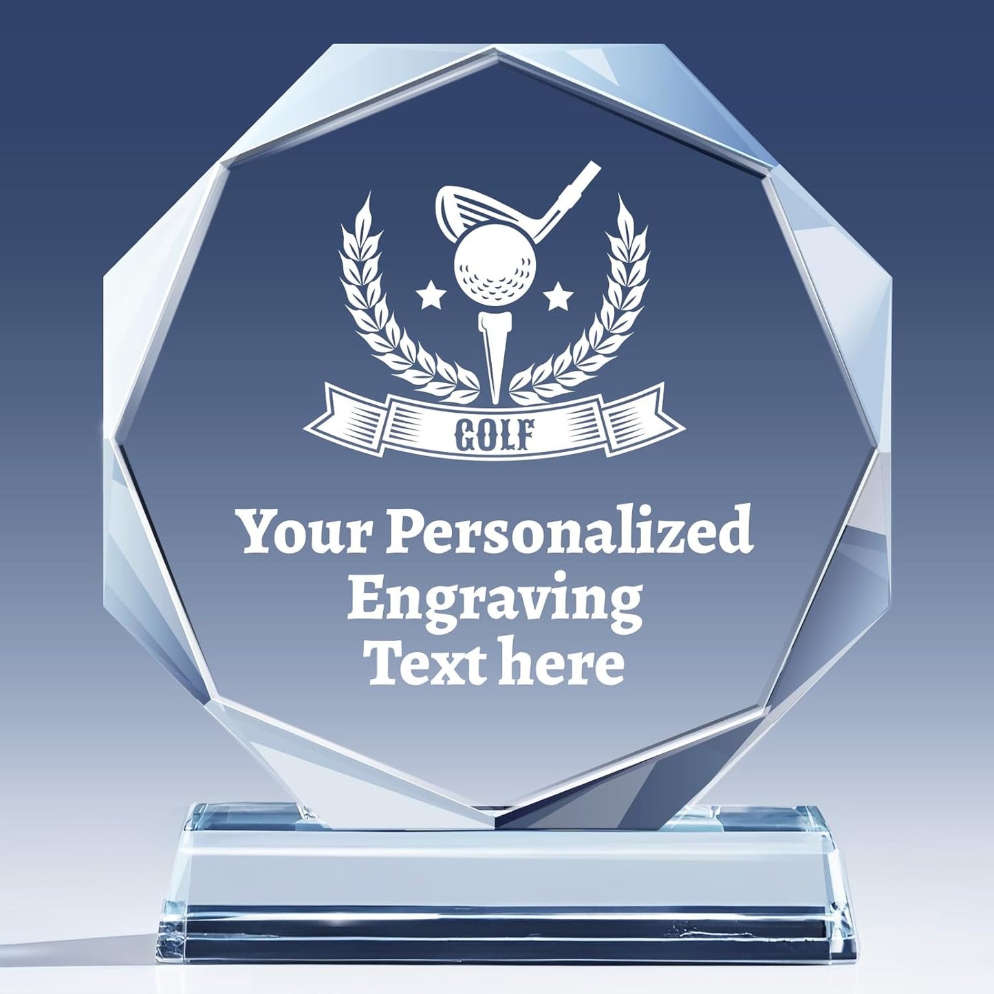 Personalized Crystal Trophy Award - Custom Plaque w/Engraved Text Logo - Employee Appreciation Gifts, Farewell Retirement Gifts - Custom Trophy and Employee Recognition Awards