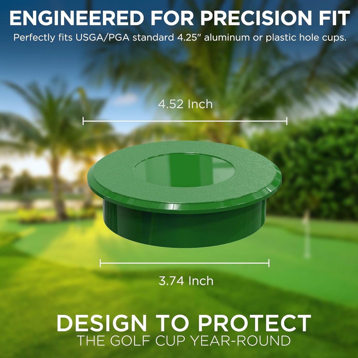 KINGTOP Golf Hole Cup Cover – Fits Standard 4.25" Aluminum & Plastic Golf Cups – Convert Backyard Practice Putting Green to Multi-Use Space