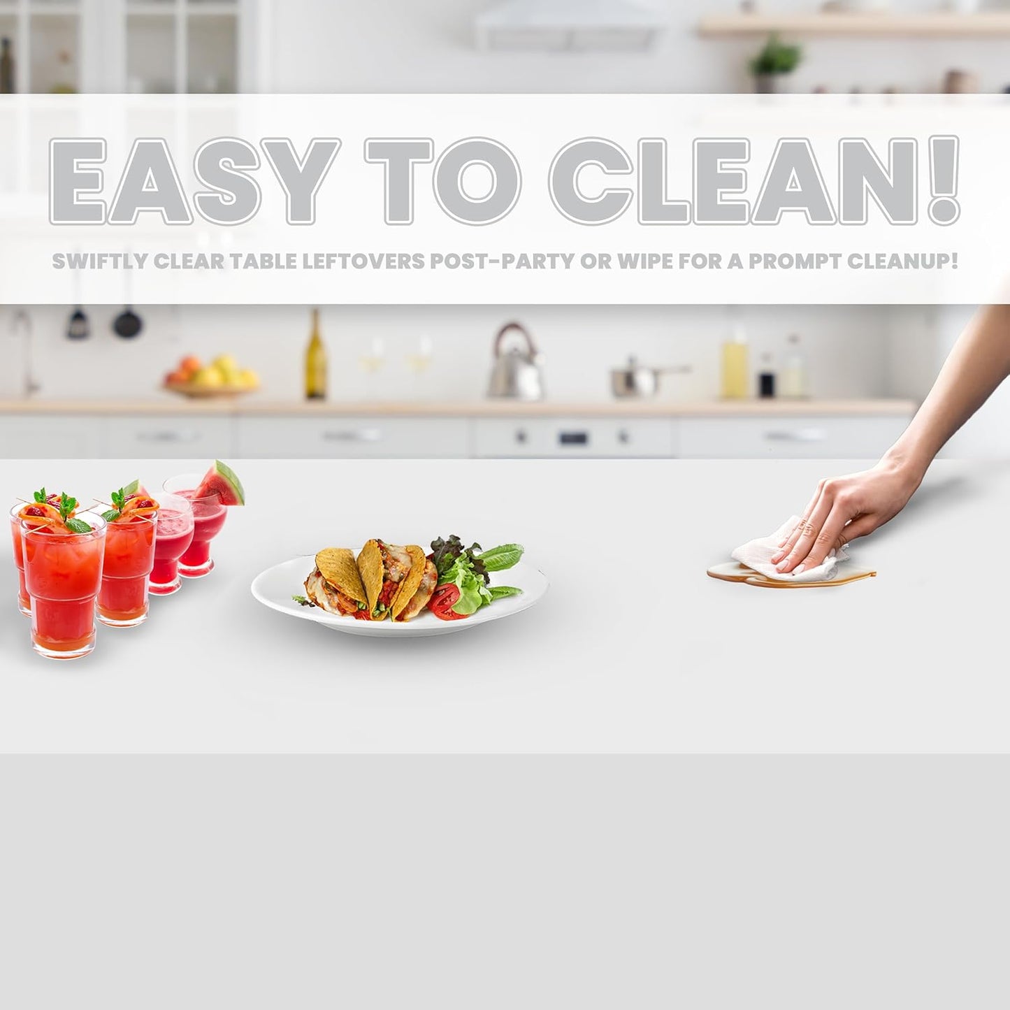 Grandipity 12 Pack Premium Disposable Plastic Tablecloth 54 Inch. x 108 Inch. with 0.3mm Thickness Table Cover - White