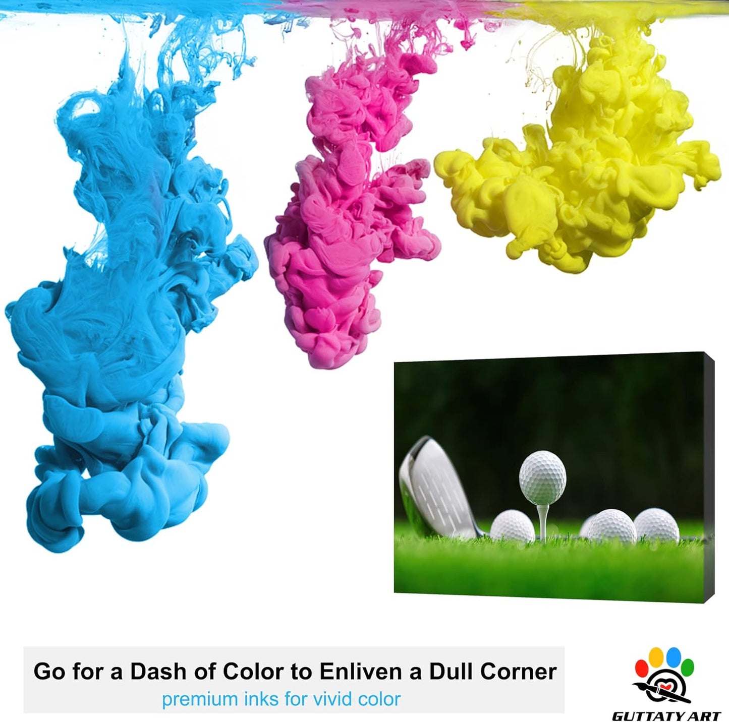 GUTTATY Golf Wall Art, Golf Pictures Posters Canvas Print Wall Decor for Golfer's Man Cave Home Ofice Ready to Hang (32x48 Inches)