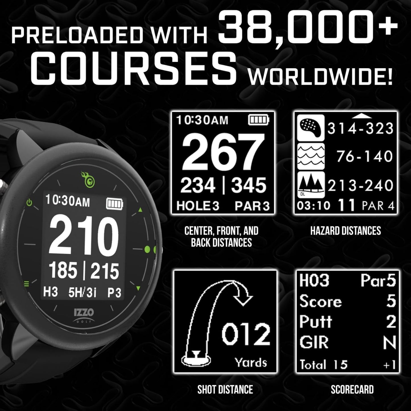 Izzo Golf Swami Golf GPS Watch with Personalized Club Suggestions