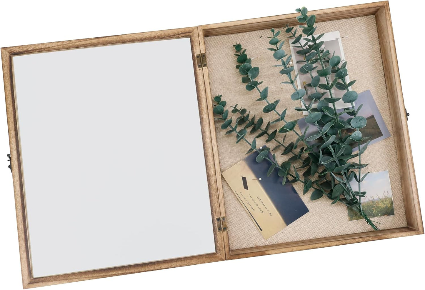 GraduatePro Shadow Box Frame 13x16 Display Case with Linen Back, Real Glass Window Door with Hinge, Picture Frame Wedding Bouquet Memorabilia Medals Photos Memory Box for Keepsakes, Carbonized Black