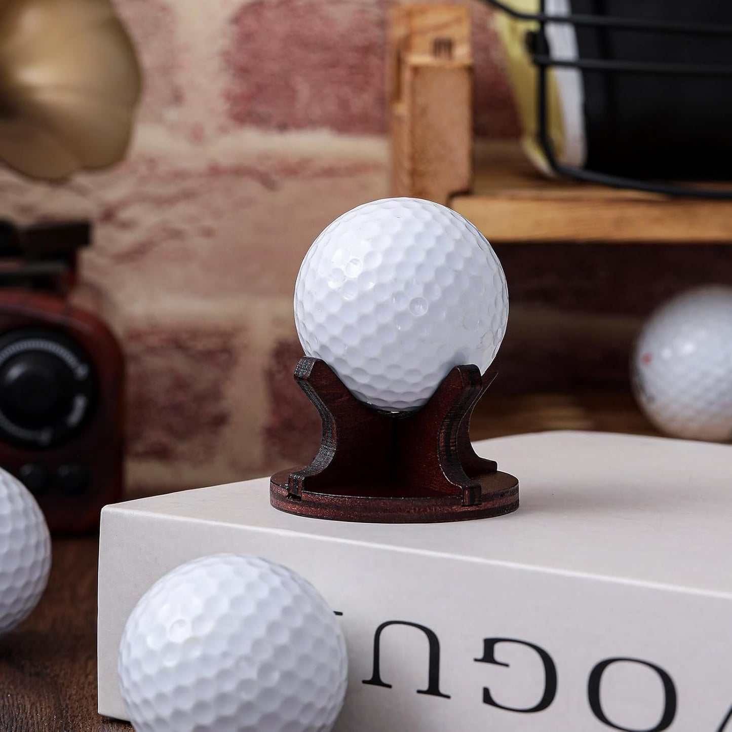 Wooden Golf Ball Display Stand 2 Inches Single Golf Ball Holder Mini Wood Display Bases Stand for Egg Stone Rock Decor