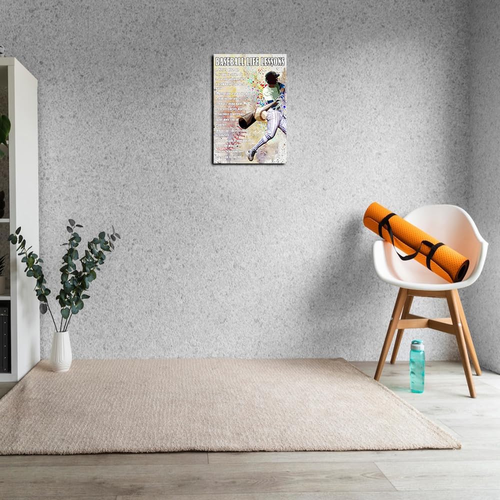 Strofupp Baseball Poster Framed Motivational Life Lessons Quotes Wall Art Picture Decor Prints Baseball Wall Art Sport Poster 12x18 inches