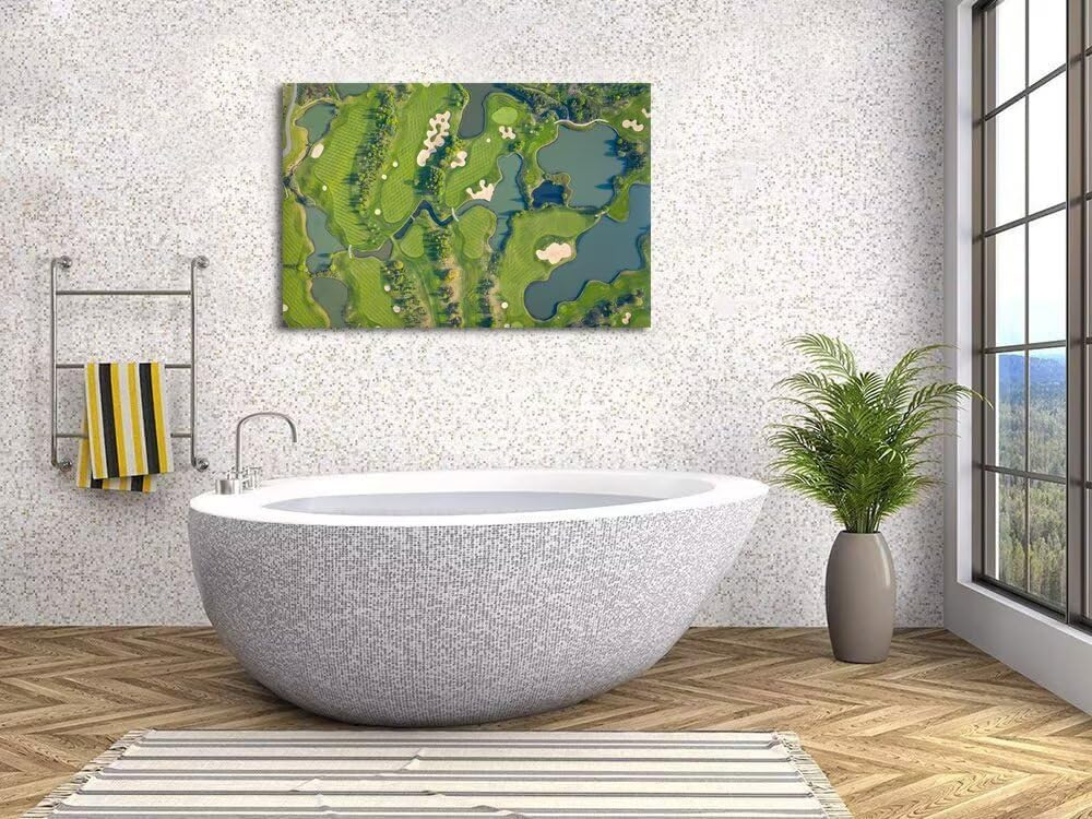 Golf Course Wall Art for Living Room Bedroom Bathroom Home Decorations Fairway Golf Course Picture Poster Canvas Prints Modern Framed Artwork Ready to Hang(12''H x 16''W)