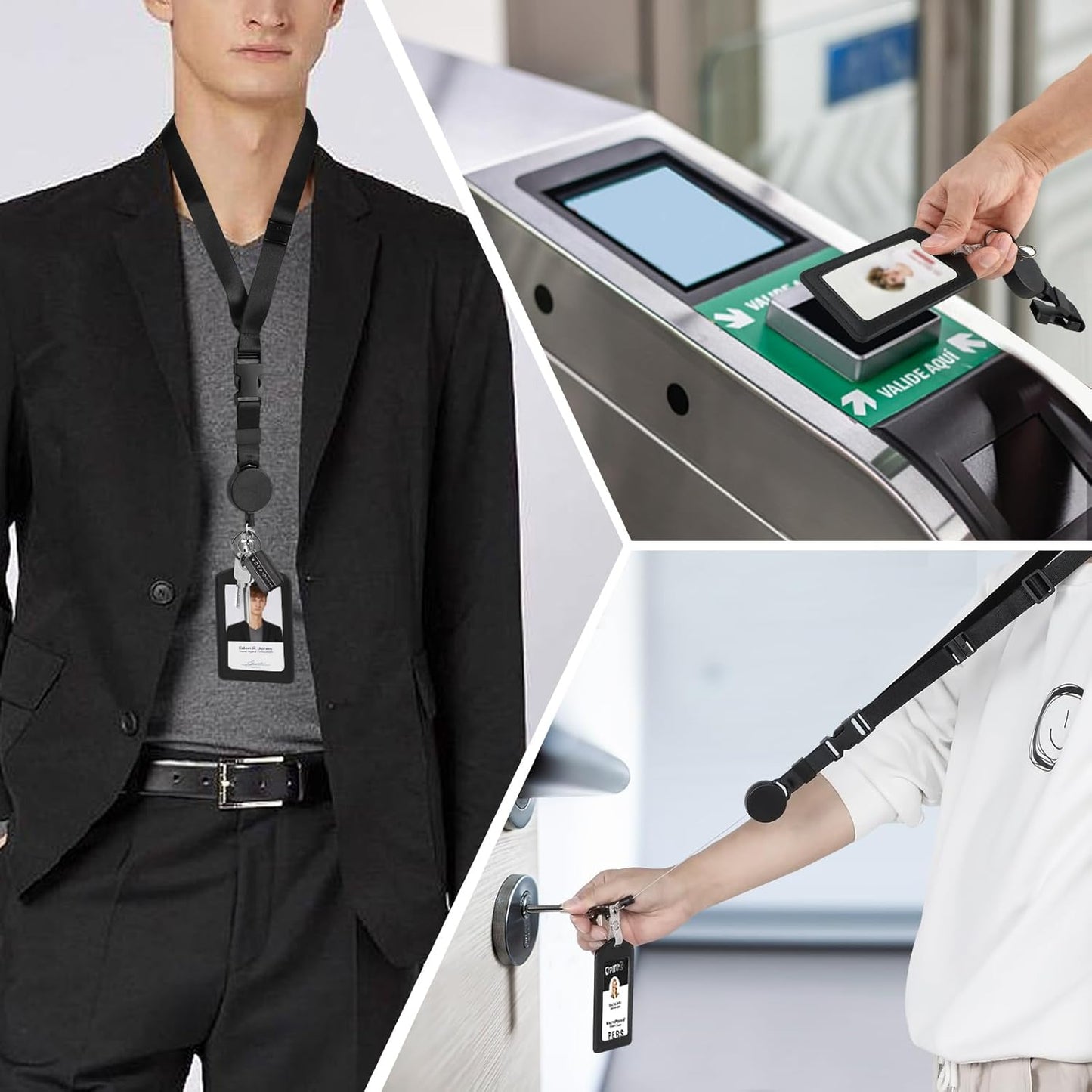 DELSWIN Heavy Duty Retractable Lanyard - 2 Pack Breakaway Lanyards for ID Badges Keys, Retractable Keychain with Upgraded Badge Reel, Lobster Clip, and Key Ring, 10 oz Retraction